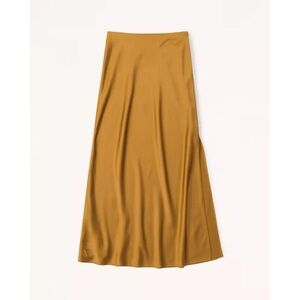 Abercrombie & Fitch Mustard elevated Maxi satin Skirt